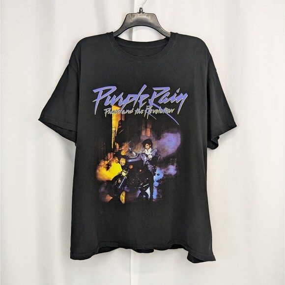 Prince Shirt Purple Rain Short Sleeve Crew Neck Concert Shirt Band Tee Black 2XL - Picture 1 of 4